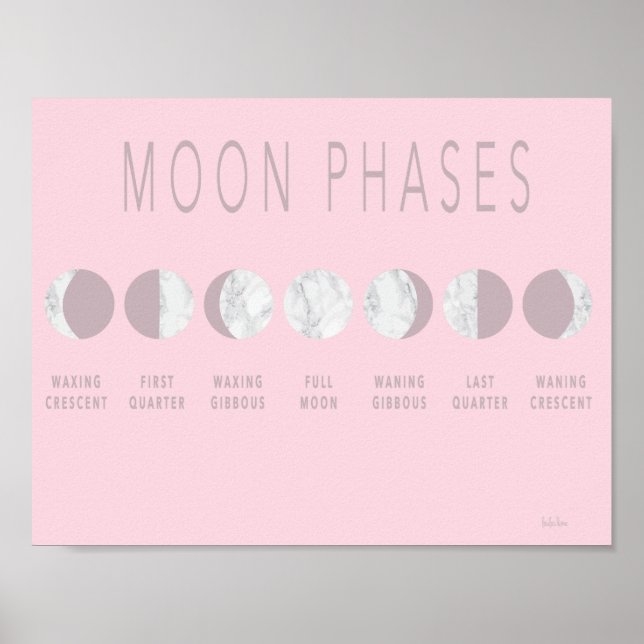 Rosa Marble Måne Phases Poster (Framsidan)