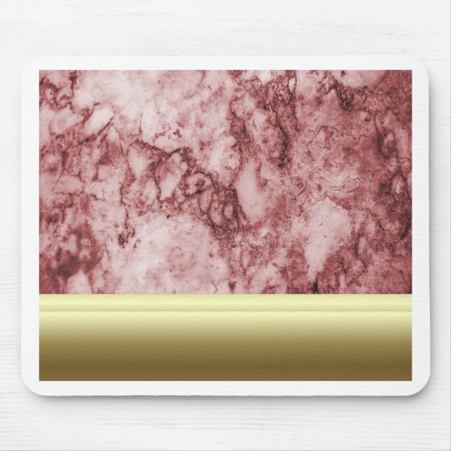 Rosa Marble med guldrand Musmatta (Framsidan)
