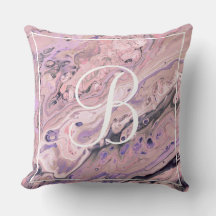 Rosa Marble Monogram Dekorativ kudde