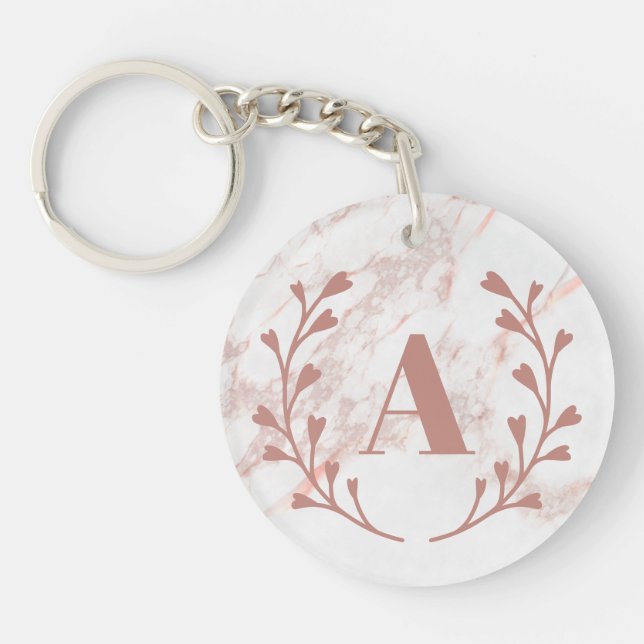 Rosa Marble Monogram Initial & Namn Anpassningsbar (Framsidan)