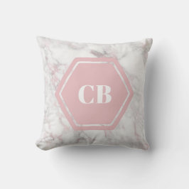 Rosa Marble Monogram Initial Pillow Kudde