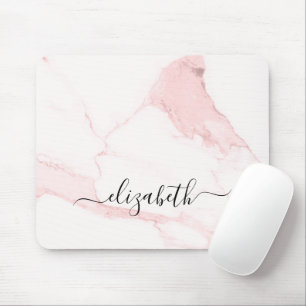 rosa marble monogram namn elegant modern musmatta