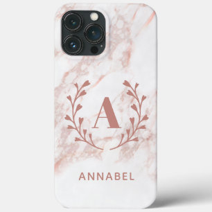 Rosa Marble Monogram Valfri initial Anpassningsbar