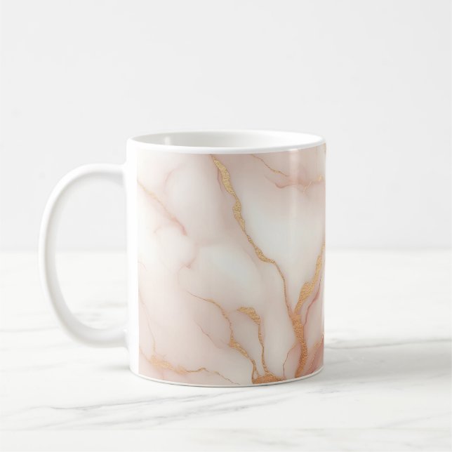  Rosa Marble Mugg med Guld Veins (Vänster)