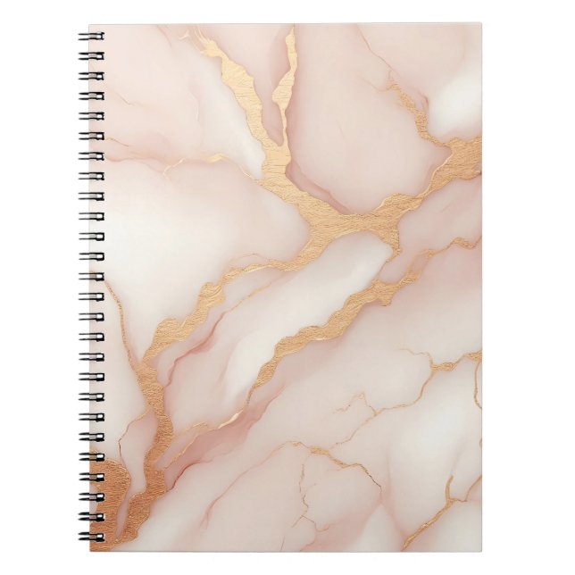  Rosa Marble Notebook med Guld Veins Anteckningsbok (Framsidan)