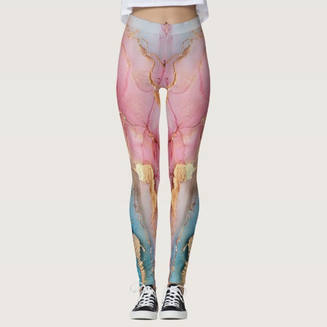 Rosa Marble Ombre Silver Glitter Leggings (Framsida)