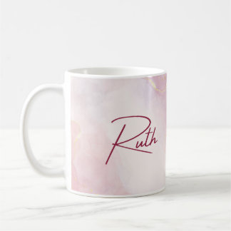 Rosa Marble Personlig Namn Mugg