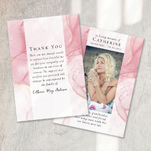 Rosa Marble Photo Sympathy Funeral Memorial Tack Kort
