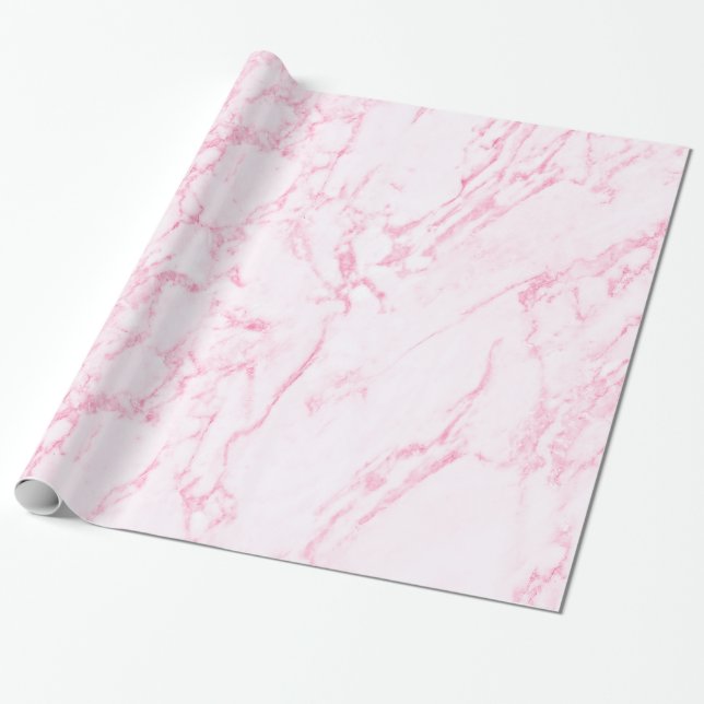 Rosa Marble Presentpapper (Utrullad)
