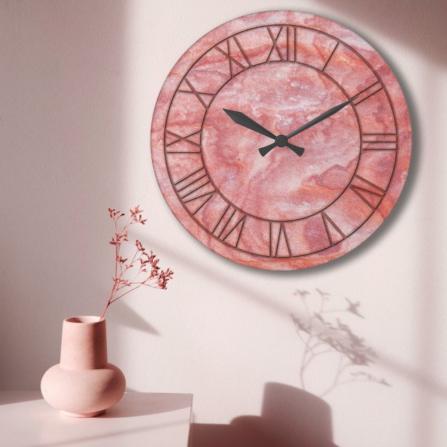 Rosa Marble Print Wall Clock Stor Klocka (Skapare uppladdad)