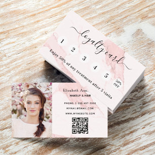 rosa marble qr-fotoförmånskort visitkort