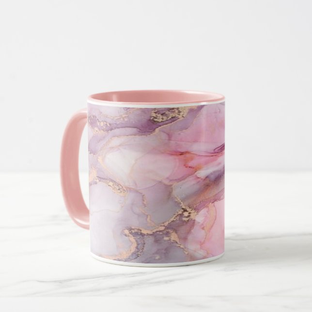 rosa marble Söt elegant grått Mugg (Framsida vänster)