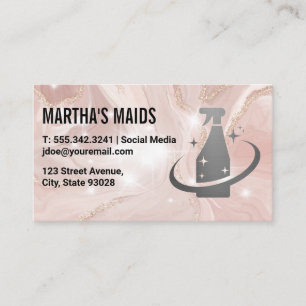 Rosa Marble Städning Logotyp för spray GNISTRA Visitkort