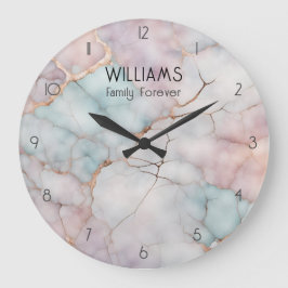 Rosa Marble Stone Family Clocks Personlig Stor Klocka