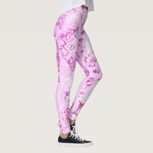rosa Marble Swirl Abstrakt Leggings