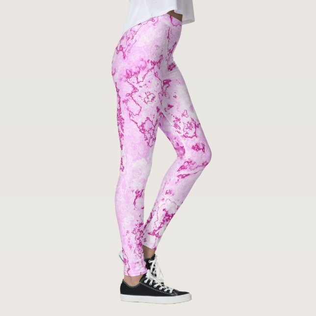 rosa Marble Swirl Abstrakt Leggings (Höger)