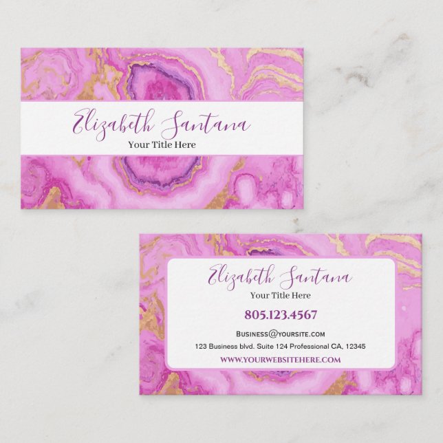 Rosa Marble Visitkort (Fram/baksida)