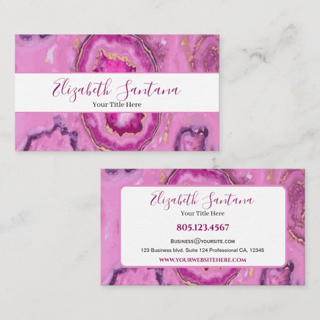 Rosa Marble Visitkort (Fram/baksida)
