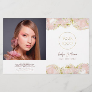 Rosa marbling design bifold broschyr