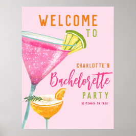 Rosa Margarita Anpassningsbar Bachelorette Party V Poster