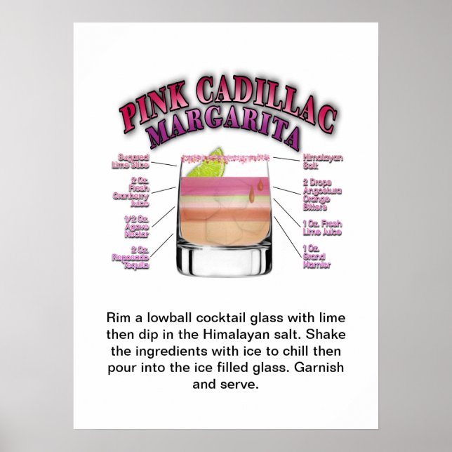 ROSA MARGARITA Cocktail Recipe 18"x24" Art Poster (Framsidan)