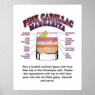 ROSA MARGARITA Cocktail Recipe Art Poster