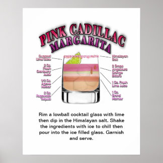 ROSA MARGARITA Cocktail Recipe Art Poster