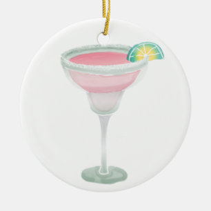 Rosa margarita julgransprydnad keramik