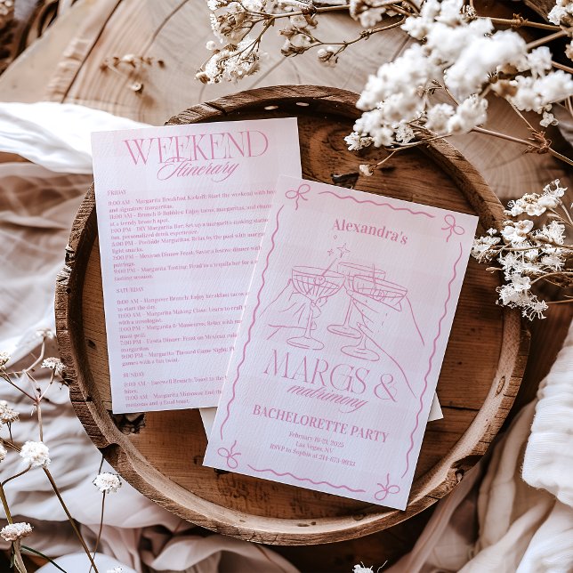 Rosa Margs och Matrimony Bachelorette Inbjudningar (Skapare uppladdad)