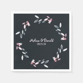 Rosa marin elegant mjuk akvarell blommande bröllop pappersservett