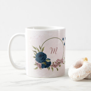 rosa marinblå blommor kaffemugg