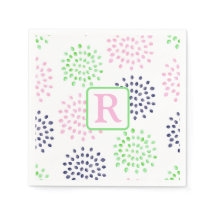 Rosa marinblå grön blomster mönster vattenfärg mon