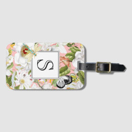 Rosa Mariposa Vintage Monogrammed Luggage Tag Bagagebricka