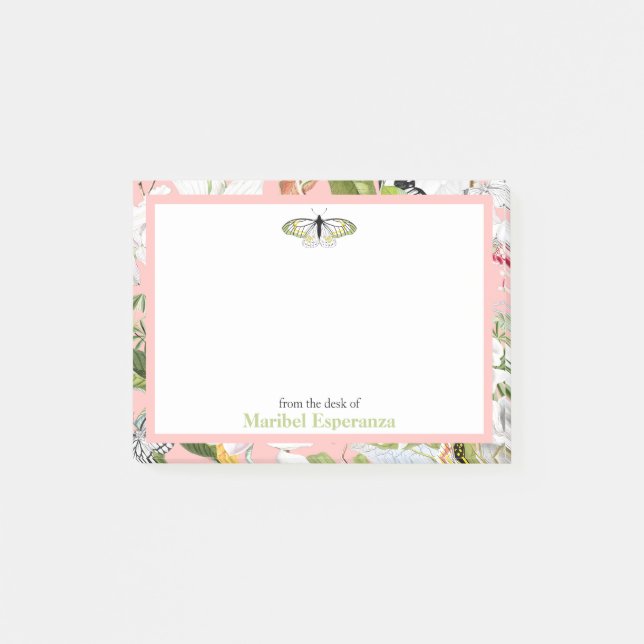 Rosa Mariposa Vintage Notes Post-it Block (Framsida)