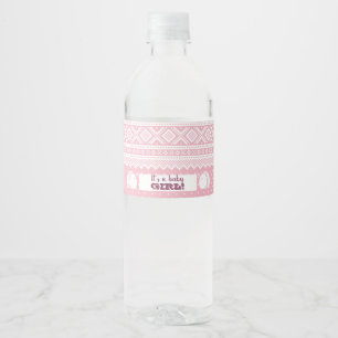 Rosa Mariusgenser Girl Baby Shower Vattenflaskor Etikett