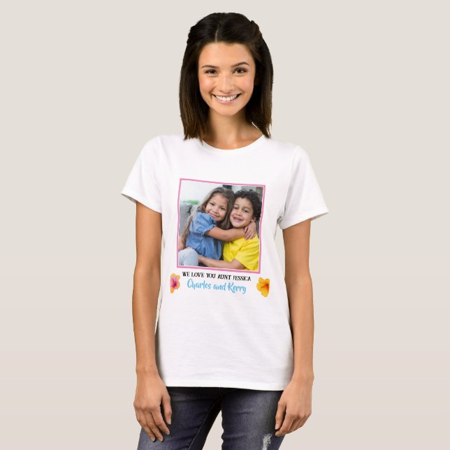 Rosa Marked We Kärlek You Moster Script Photo T Shirt (Hel framsida)