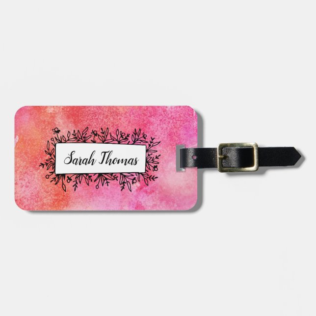 Rosa märkre för bagage för bagagebricka (Horisontell Framsida)