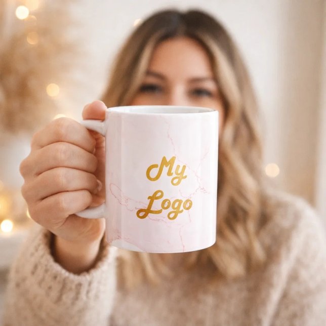 Rosa marmor affärslogotyp  kaffemugg (Skapare uppladdad)