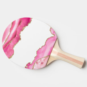 Rosa Marmor Agat Elegant Ädelsten Gyllene Glitter Pingisracket
