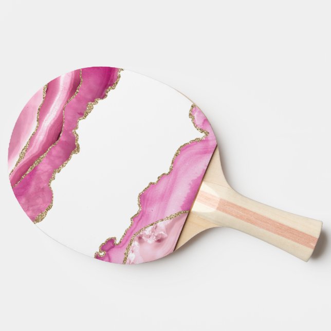 Rosa Marmor Agat Elegant Ädelsten Gyllene Glitter Pingisracket (Sidan)