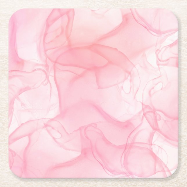 Rosa marmor, bakgrund till flytande konst underlägg papper kvadrat (Framsidan)