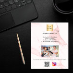 Rosa-marmor för instagram-logotyp för fotoköer flygblad<br><div class="desc">Anpassa och lägga till din logotyp,  namn,  din text,  ditt foto,  din egen QR-kod till ditt instagram-konto.  rosa marmorbakgrund.</div>