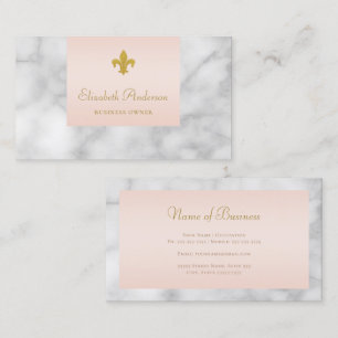 Rosa marmor guld Fleur De Lis Visitkort