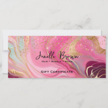 Rosa Marmor & Guld Glitter Presentkortskort