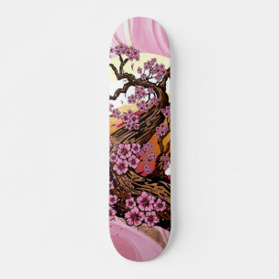 Rosa marmor med guld japanska körsbärsblommor mini skateboard bräda 18,5 cm