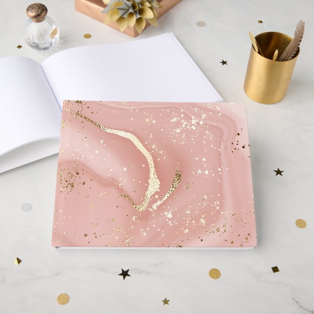 Rosa marmor med guldglitter Abstrakt mönster Gästböcker (Framsida Öppen)