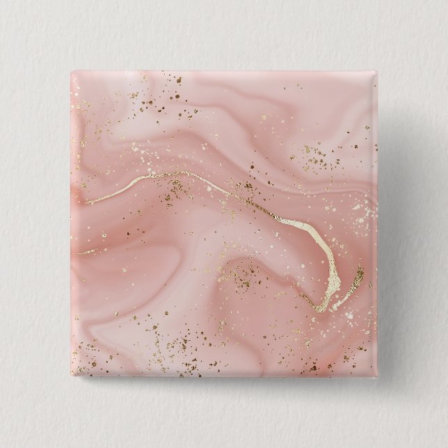 Rosa marmor med guldglitter Abstrakt mönster Knapp (Framsida)