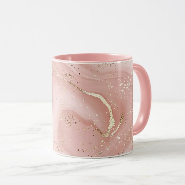 Rosa marmor med guldglitter Abstrakt mönster Mugg (Framsida höger)
