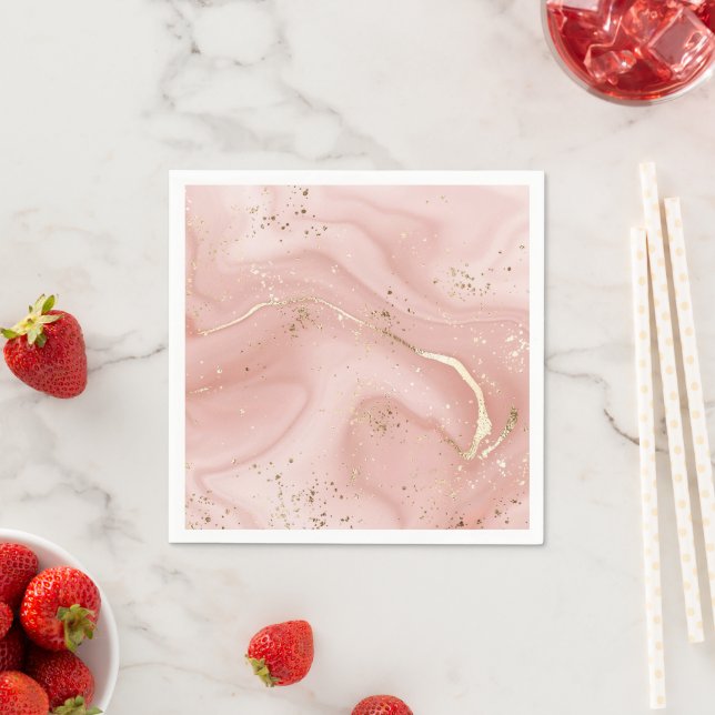 Rosa marmor med guldglitter Abstrakt mönster Pappersservett (Insitu)
