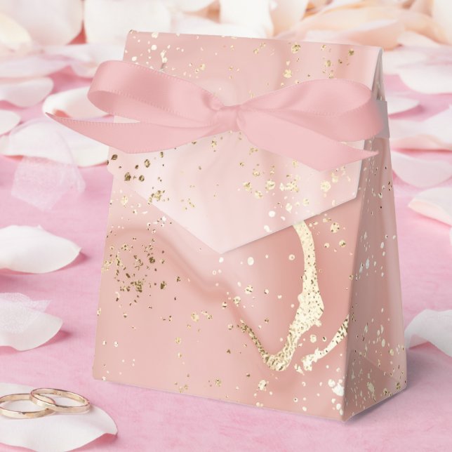 Rosa marmor med guldglitter Abstrakt mönster Presentaskar (Bröllop)
